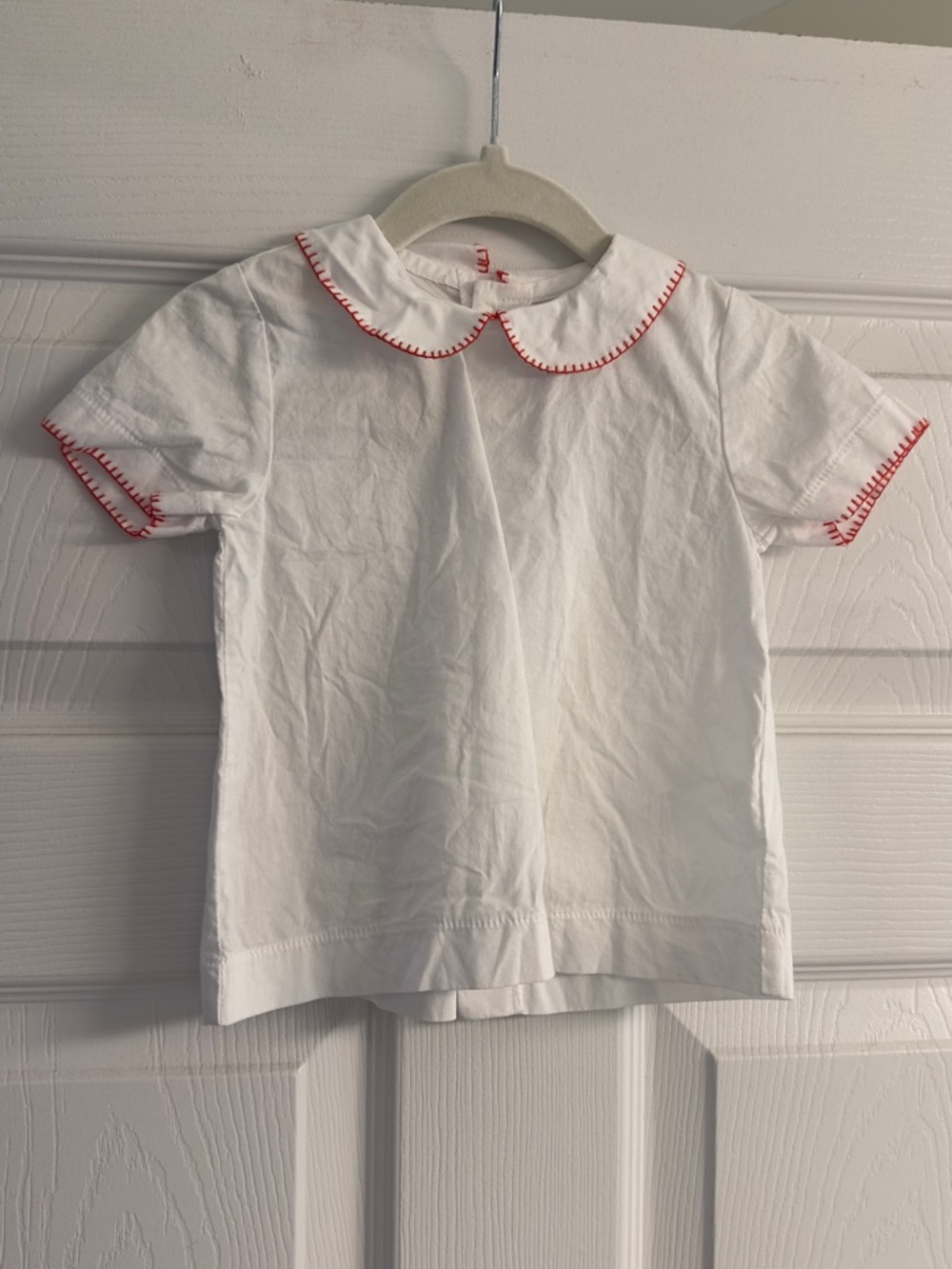 Little English Collared White and Red Shirt
Size 24 months